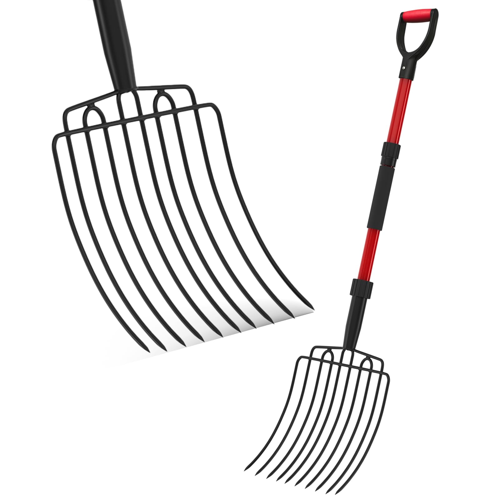 Cosita 44-Inch Red Pitch Fork With 10 Tines Fiberglass