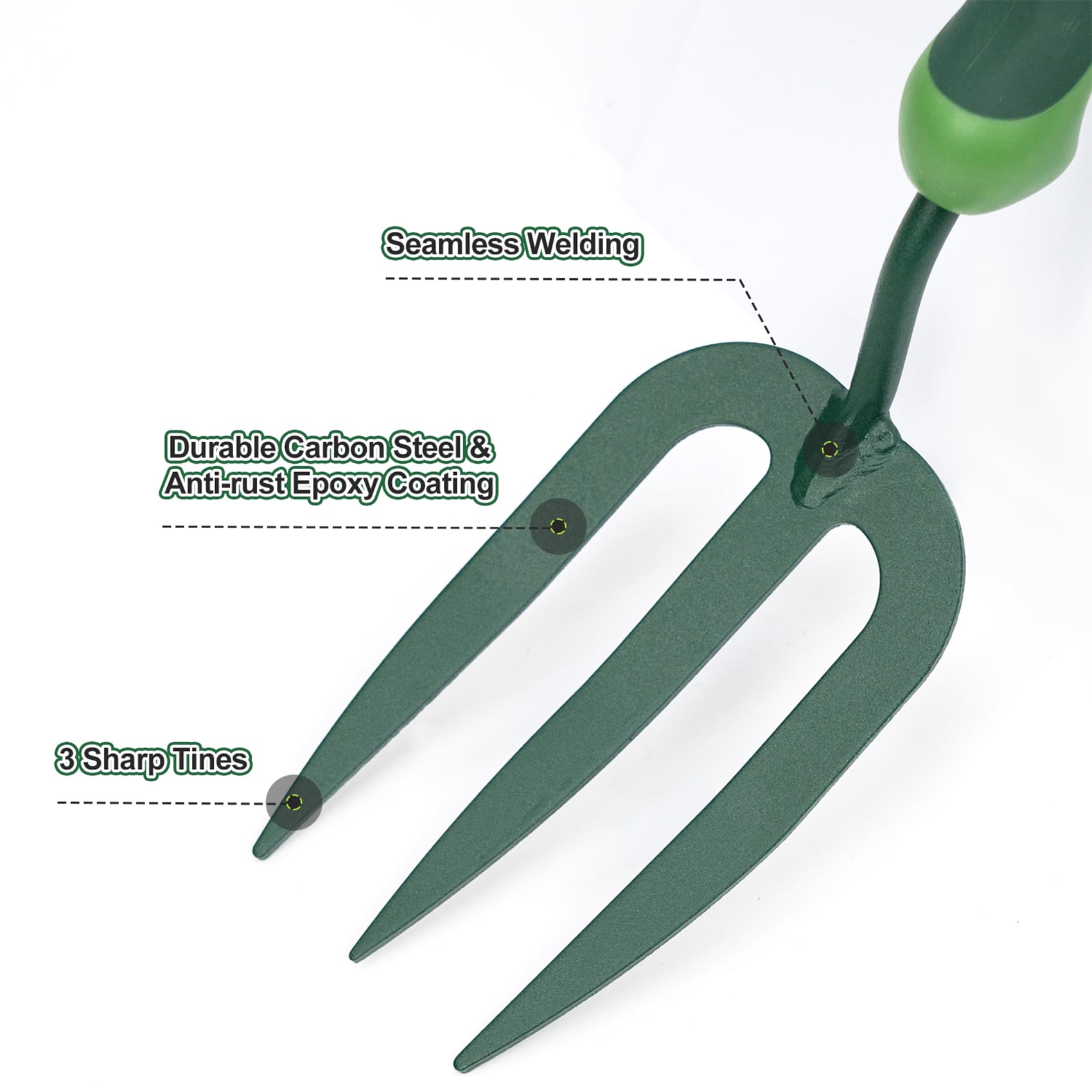 Owlett Rust Resistant Hand Fork Carbon Steel Rubber Handle