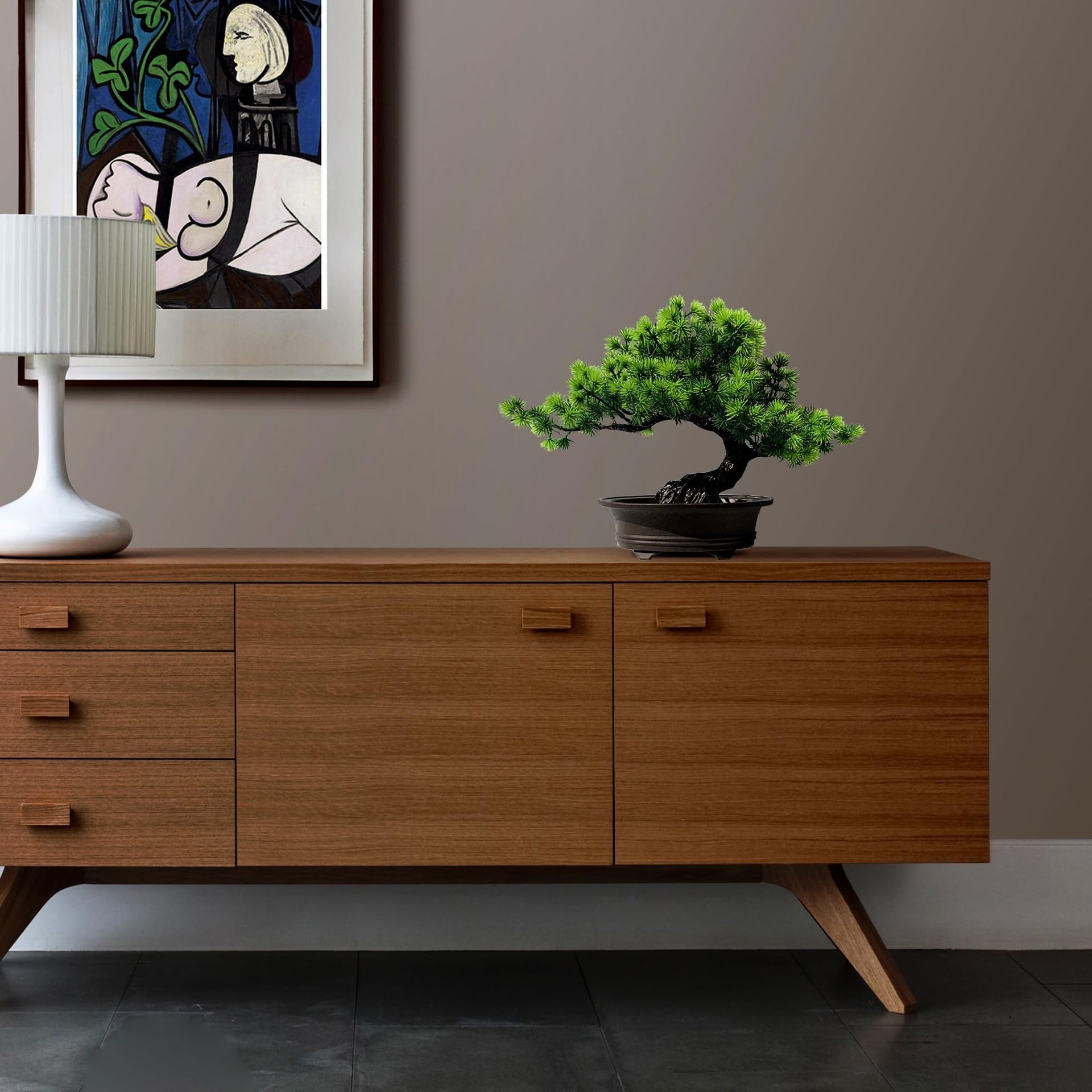 Yoerm Artificial Bonsai Tree Green Nine Point Five Inch Tall