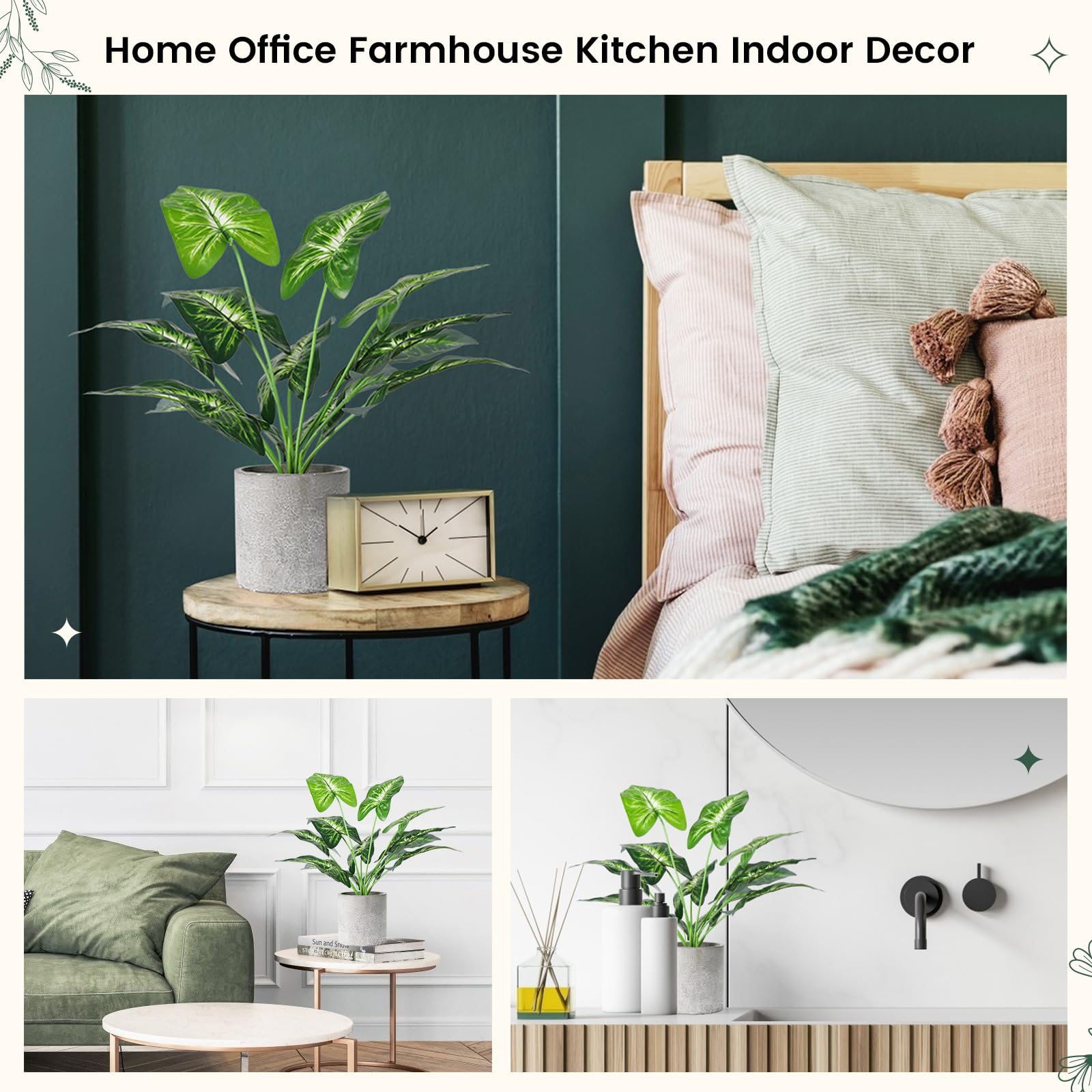 WUKOKU 16 Inch Artificial Sage Green Desk Plant For Home