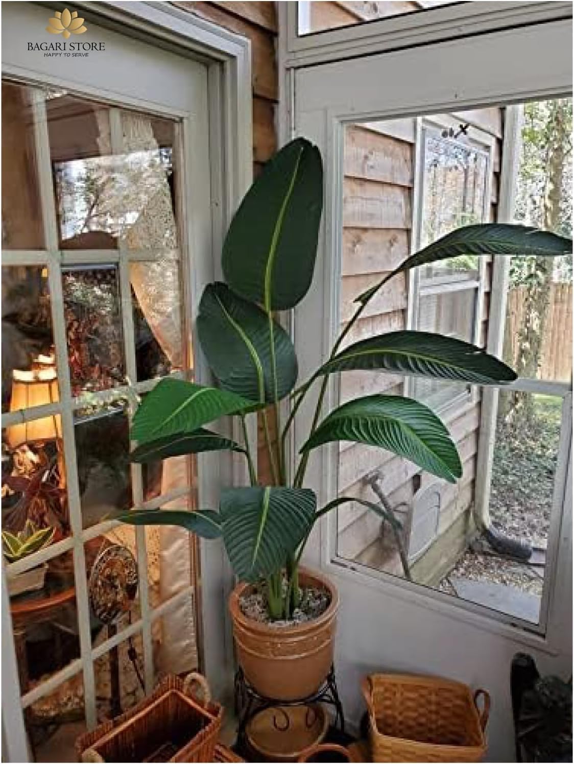 Bagari 5 Ft Bird Of Paradise Artificial Plant Green Potted