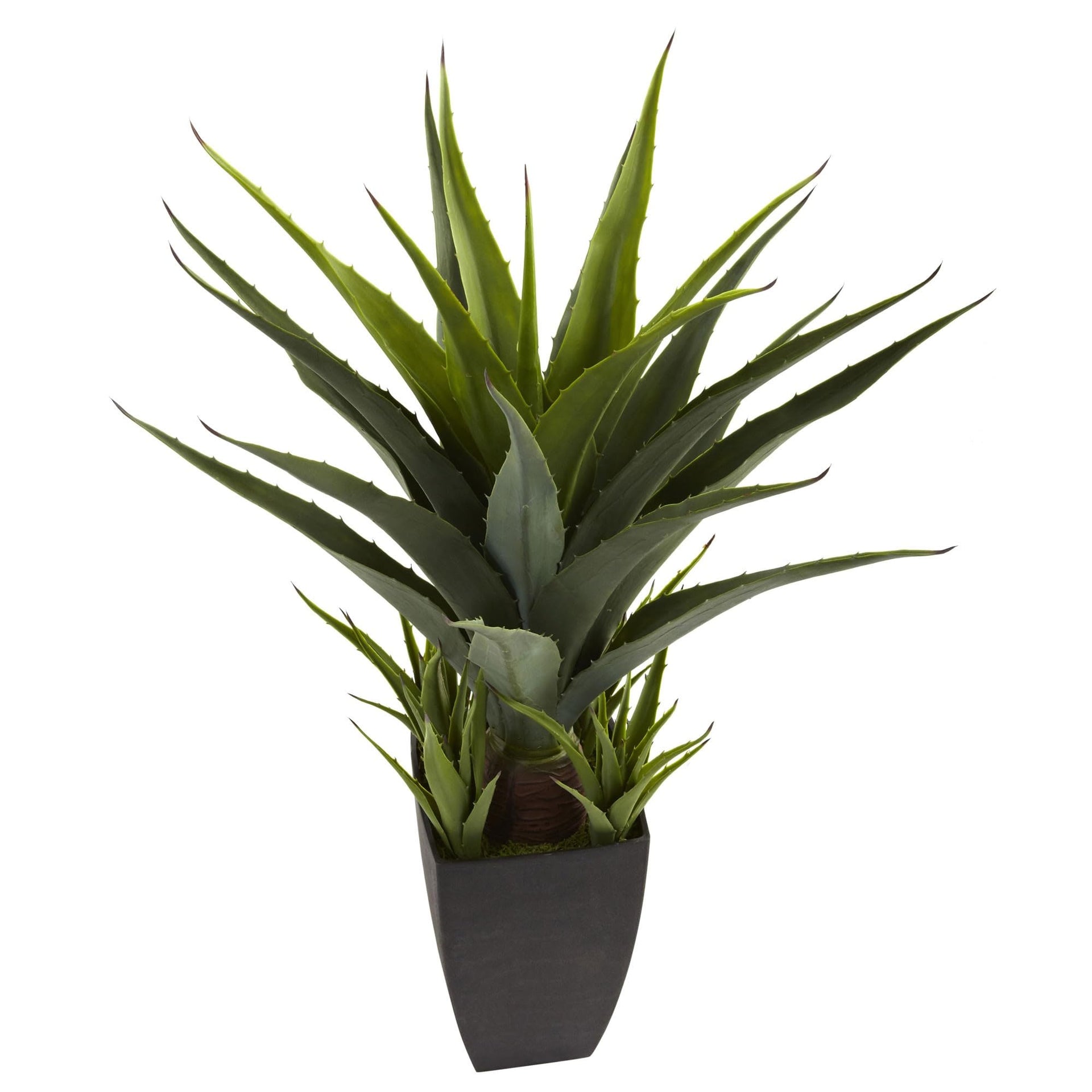 Nearly Natural Agave With Black Planter 30in Green