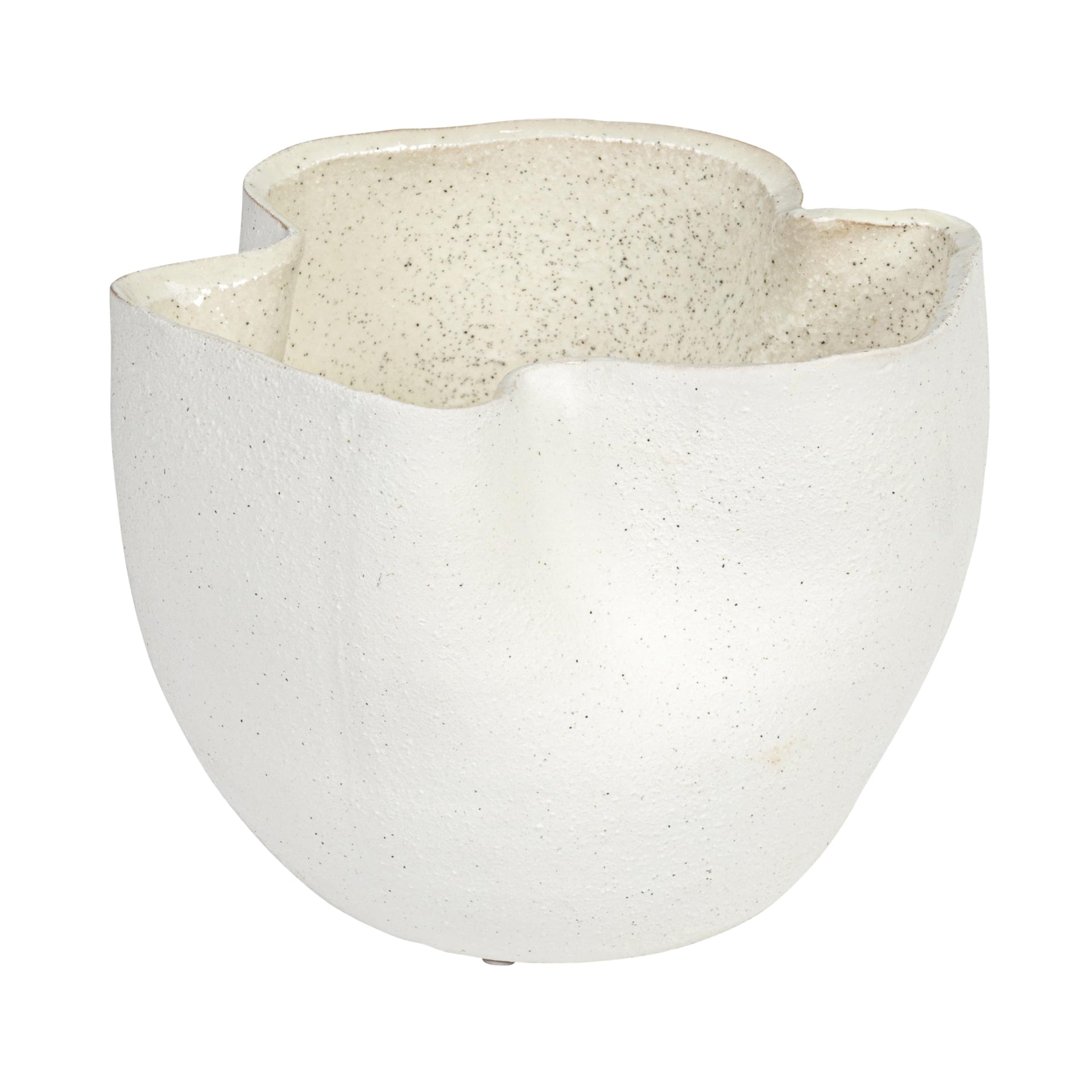 Bloomingville 7.25 Inch Stoneware Ruffled Planter White
