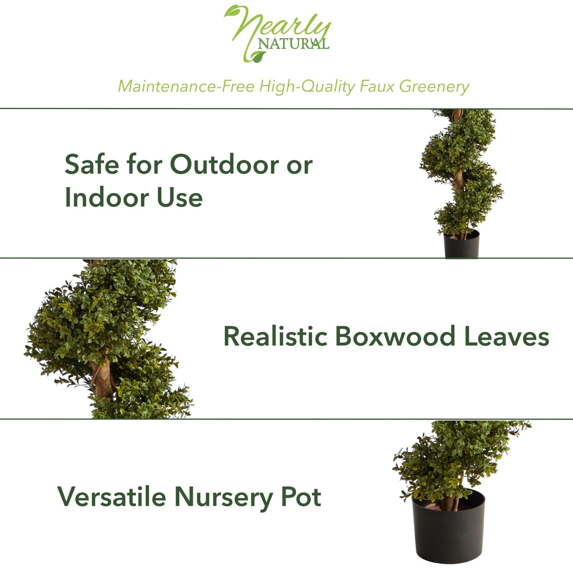 Nearly Natural 33in Artificial Boxwood Spiral Topiary Tree