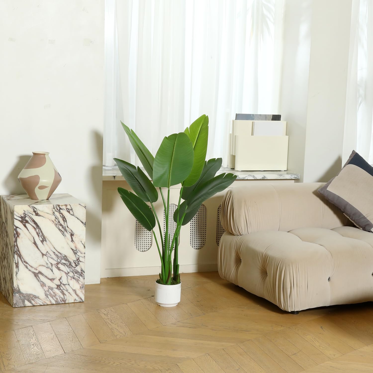 HZXGCP 4ft Bird of Paradise Artificial Plant with 8 Trunks