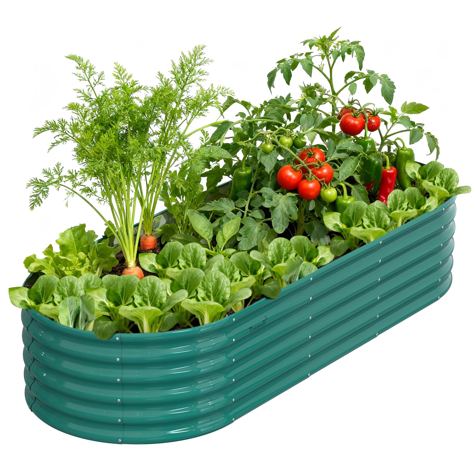 Tramull Galvanized Raised Garden Bed 8x3x1.5 Ft Green
