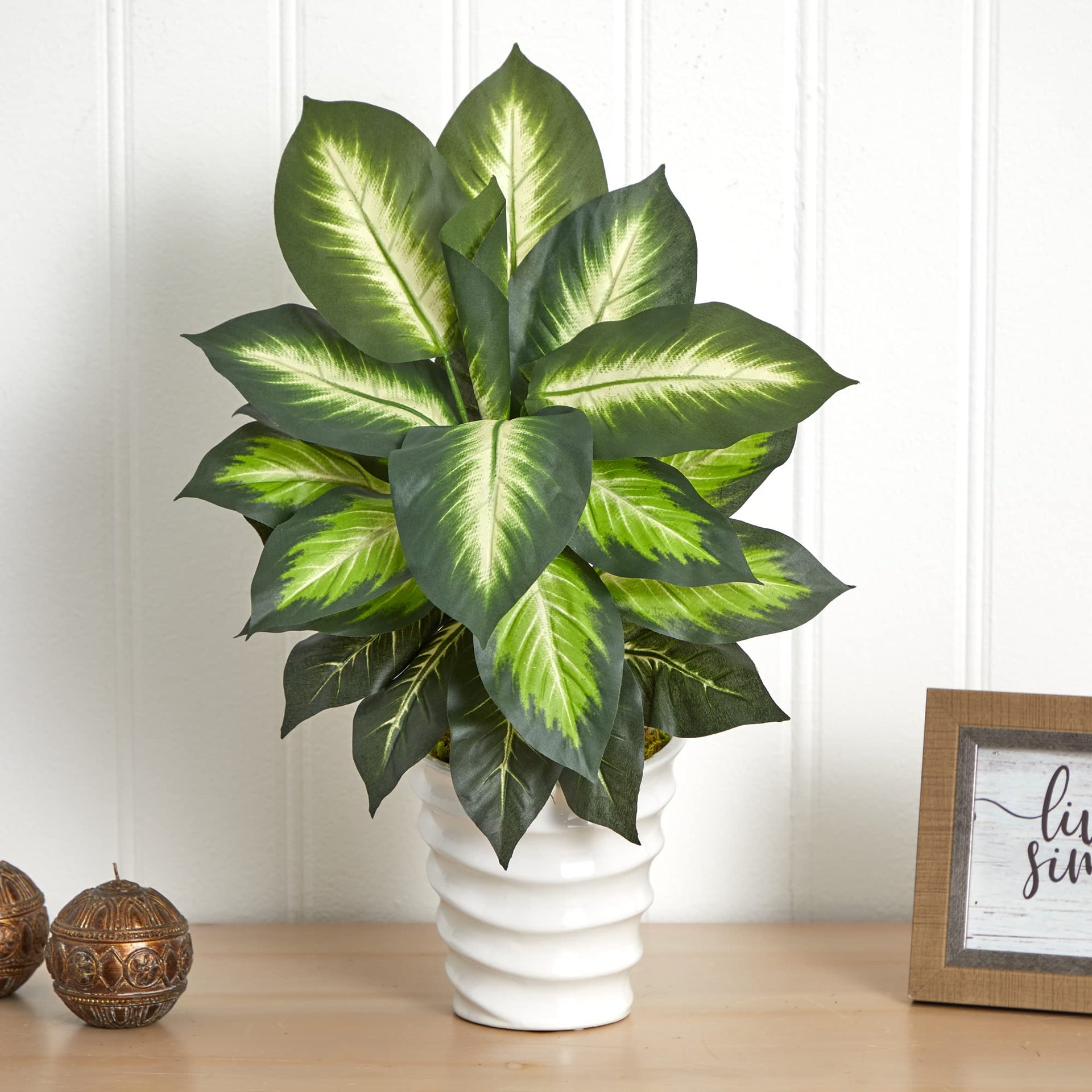 Nearly Natural Dieffenbachia Artificial Plant Swirl Planter